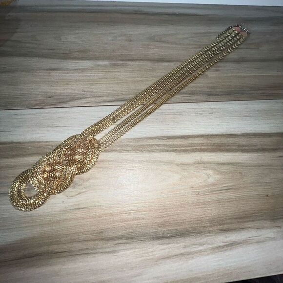 Vintage Knotted Slinky Necklace Women’s Gold Tone Braided Retro Grandmacore - Picture 11 of 14